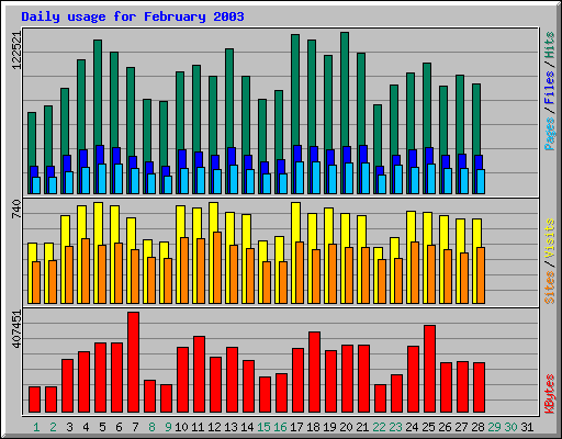 Daily usage for February 2003