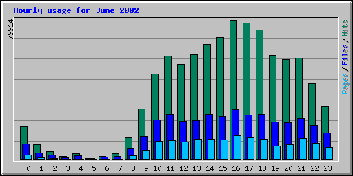 Hourly usage for June 2002