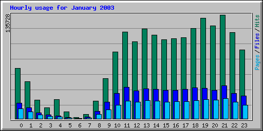 Hourly usage for January 2003