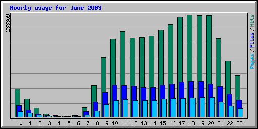 Hourly usage for June 2003